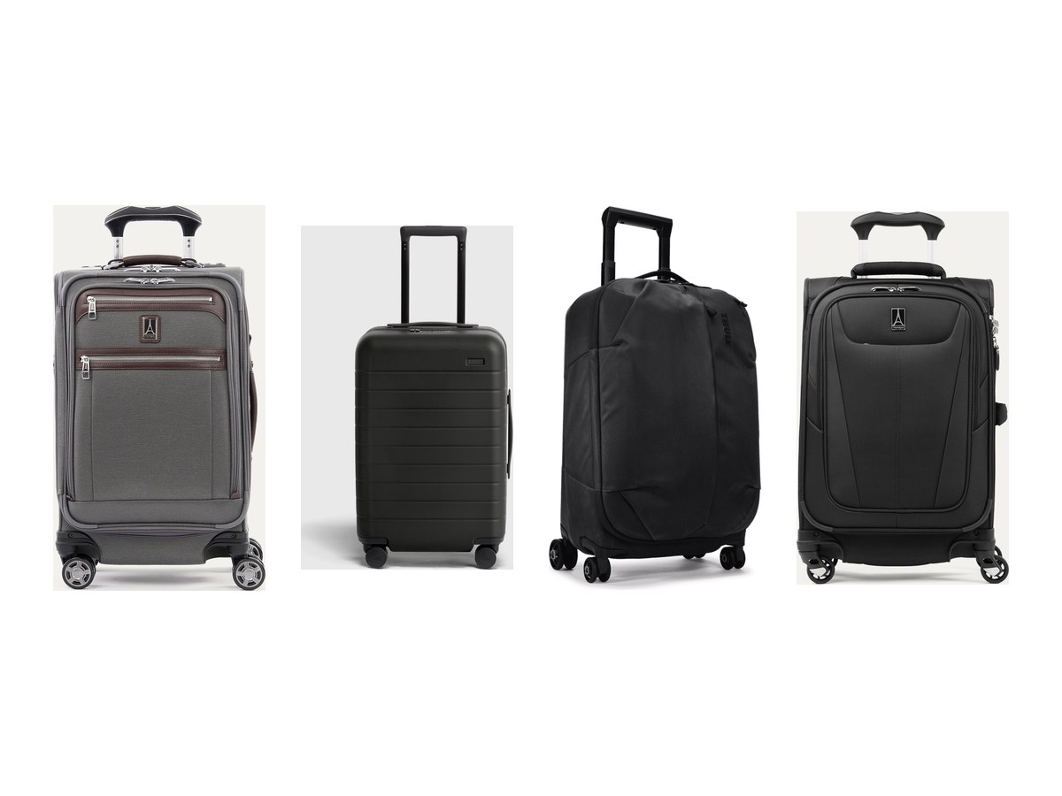 The four carry-on suitcases in this guide, shown together