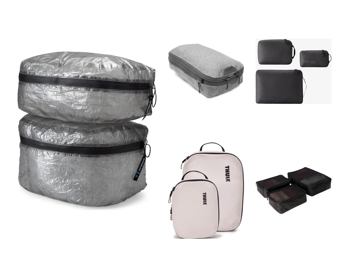 The five packing cube sets in this guide, shown together