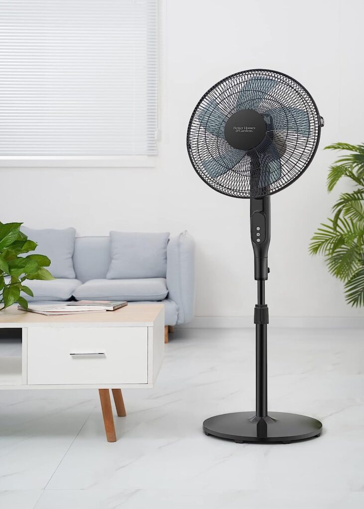 Better Homes  Gardens 16 Pedestal Fan 12-Speed Settings and Remote Control, Black, Model BHS23619315319R (Renewed)