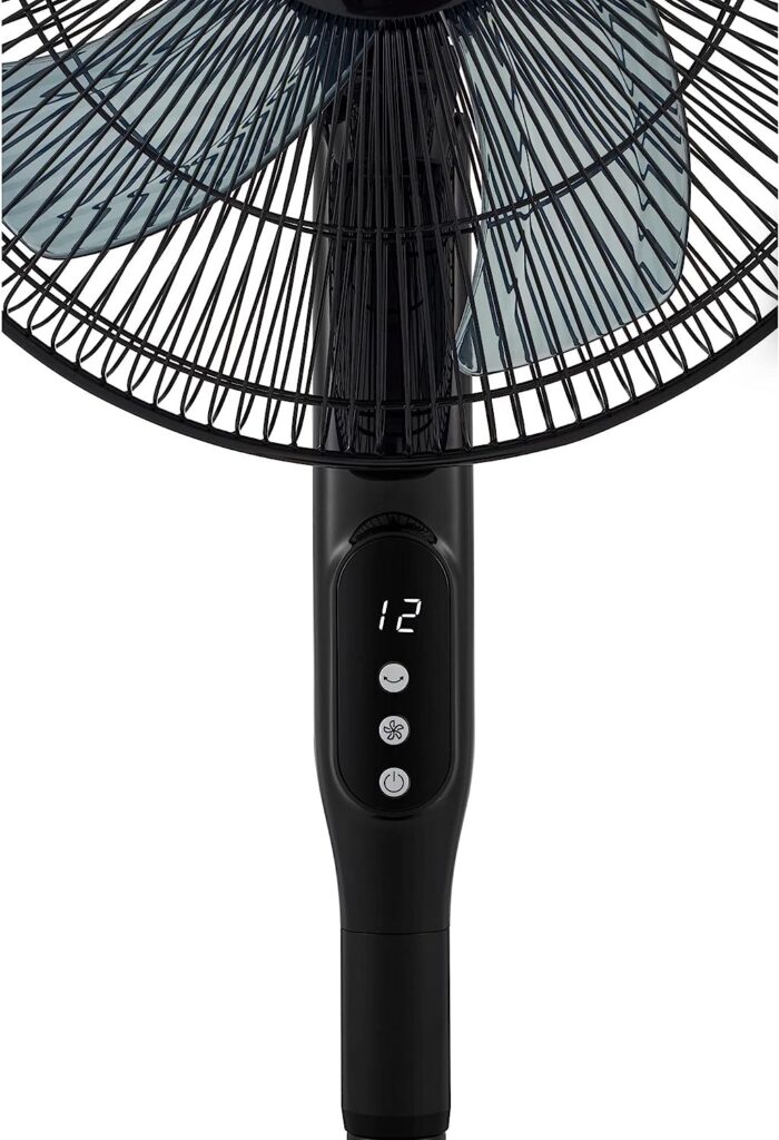 Better Homes  Gardens 16 Pedestal Fan 12-Speed Settings and Remote Control, Black, Model BHS23619315319R (Renewed)