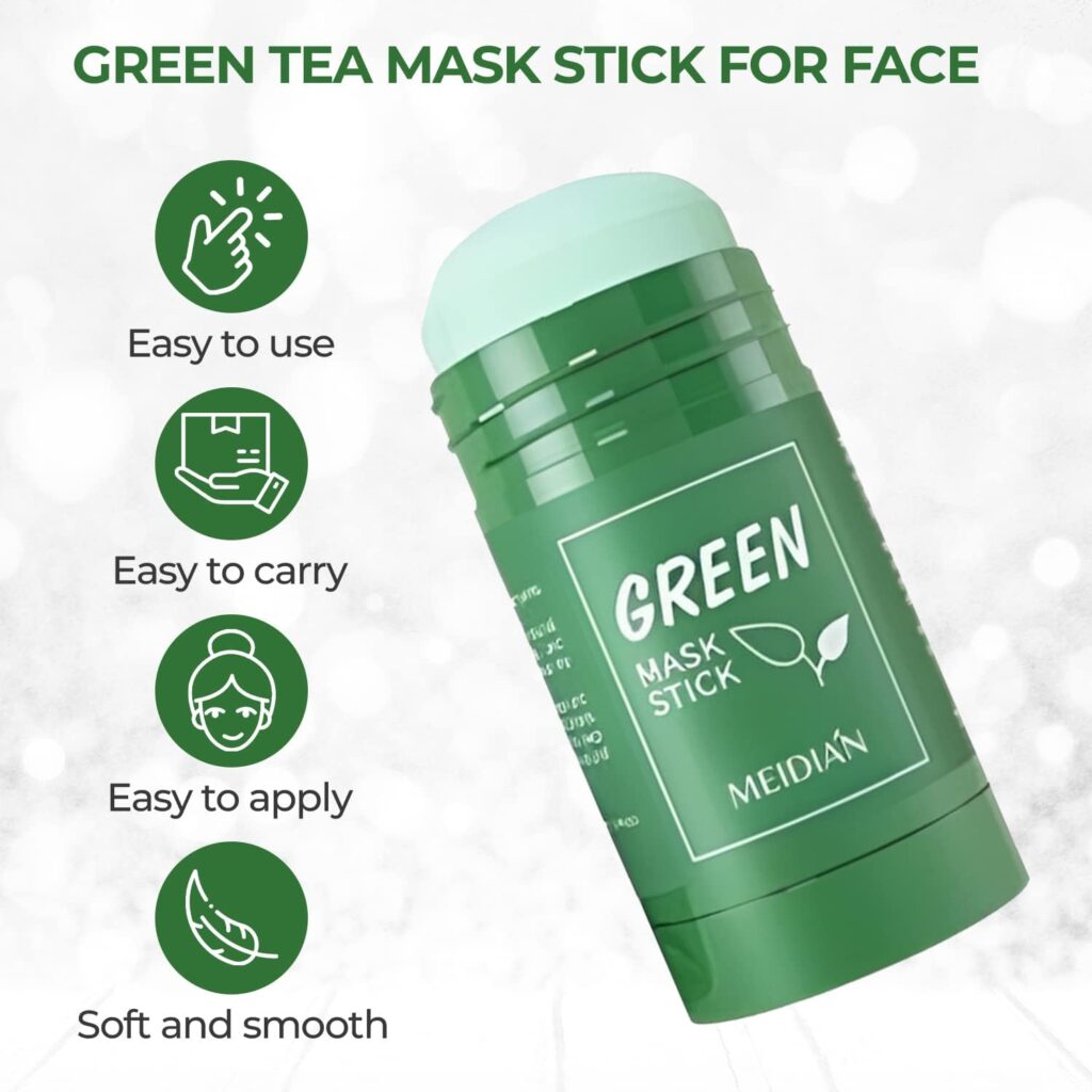 CYOIDAI 2 Pack Green Tea Mask Stick for Face, Blackhead Remover with Green Tea Extract, Deep Cleanse, Purifying and Whitening Face Mask, For Women and Men
