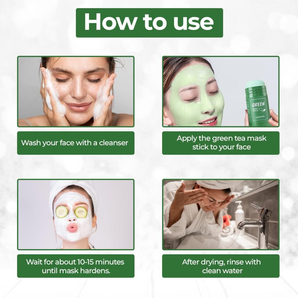 CYOIDAI 2 Pack Green Tea Mask Stick for Face, Blackhead Remover with Green Tea Extract, Deep Cleanse, Purifying and Whitening Face Mask, For Women and Men