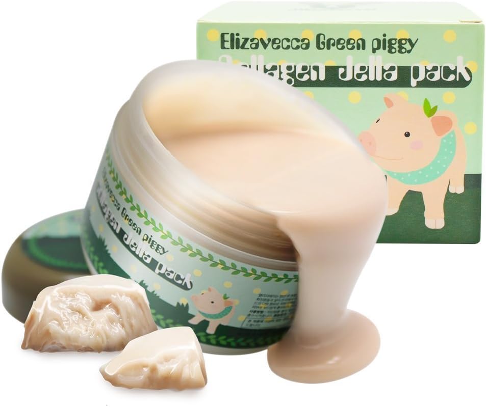 Elizavecca Green Piggy 50% Collagen Cream 100g - Volume Up Face Cream | Repair Water Cream | Big size Water Cream | Under Eye Cream for Puffiness and Bags | Shape Memory Anti-Aging Night Cream