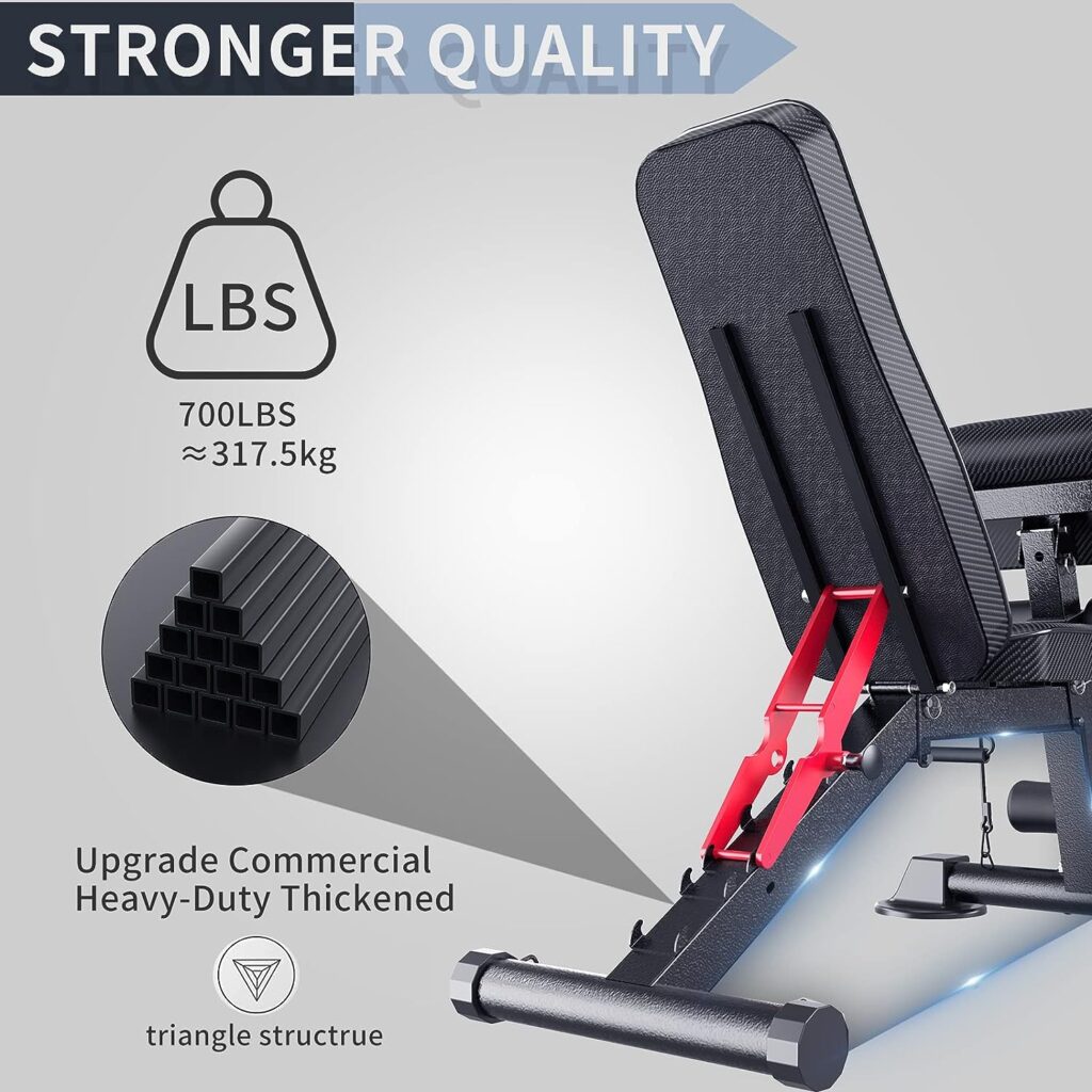 Adjustable Weight Bench - Utility weightBenches for Exercise, Free Installation Design for Portable Fitness Strength Training Equipment at Home Gym