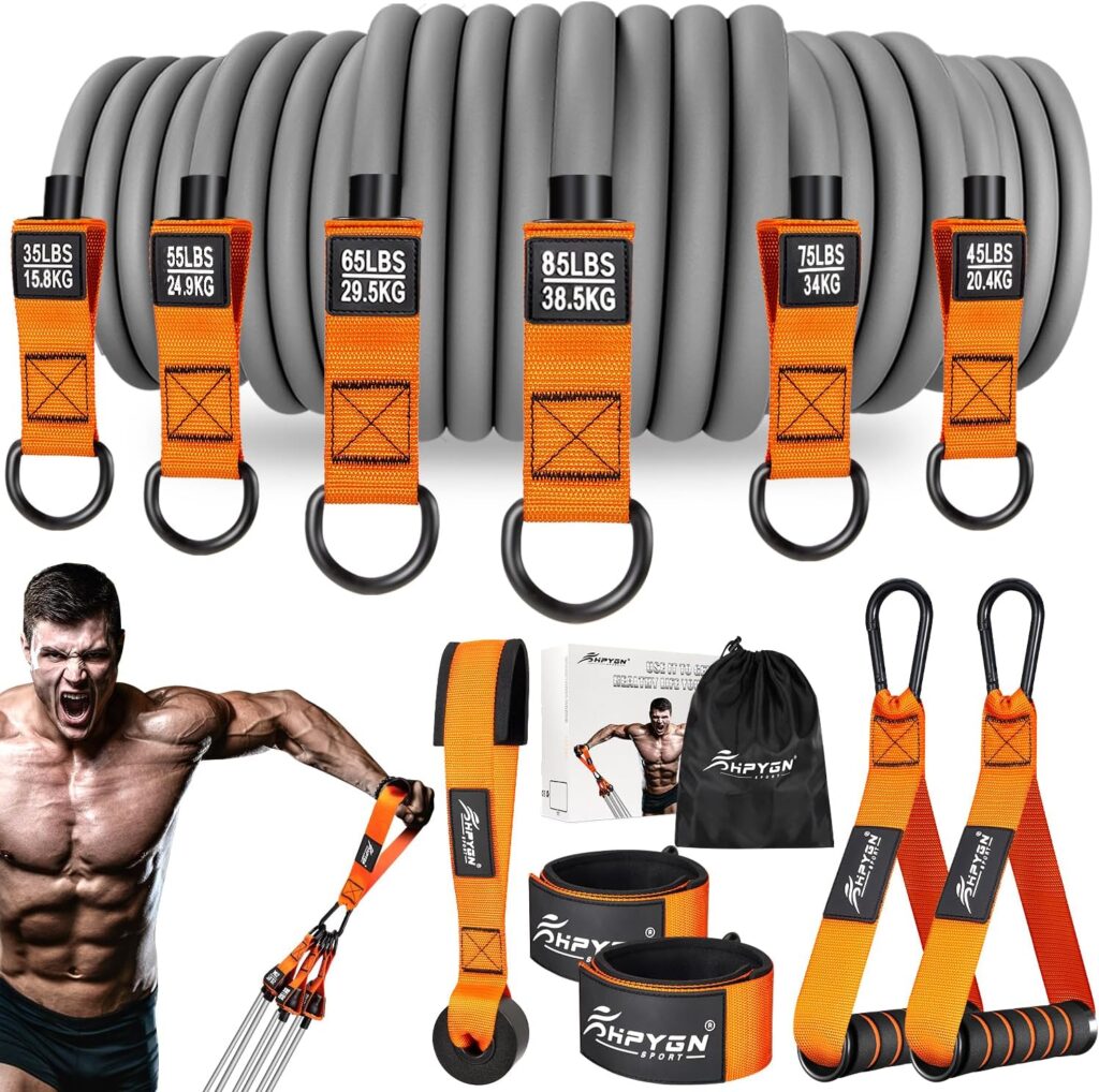 HPYGN Heavy Resistance Bands 300lbs 360lbs, Weight Bands for Exercise with Handles, Door Anchor, Carry Bag, Workout Bands for Men, Physical Therapy, Muscle Training, Strength, Yoga, Home Gym Equipment