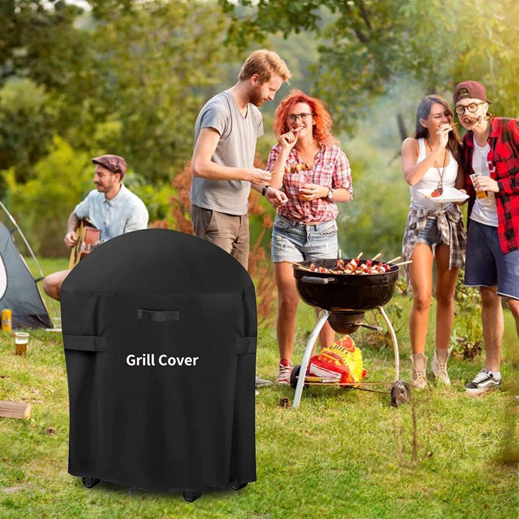 30-inch Round Barbecue Cover, BBQ Grill Cover Kamado Cover Barrel Cover Fit for Smoker Grills Charcoal Grills Kamado Grills Gas Grills Vertical Fire Pit Barrel, Outdoor UV Dust Water Resistant