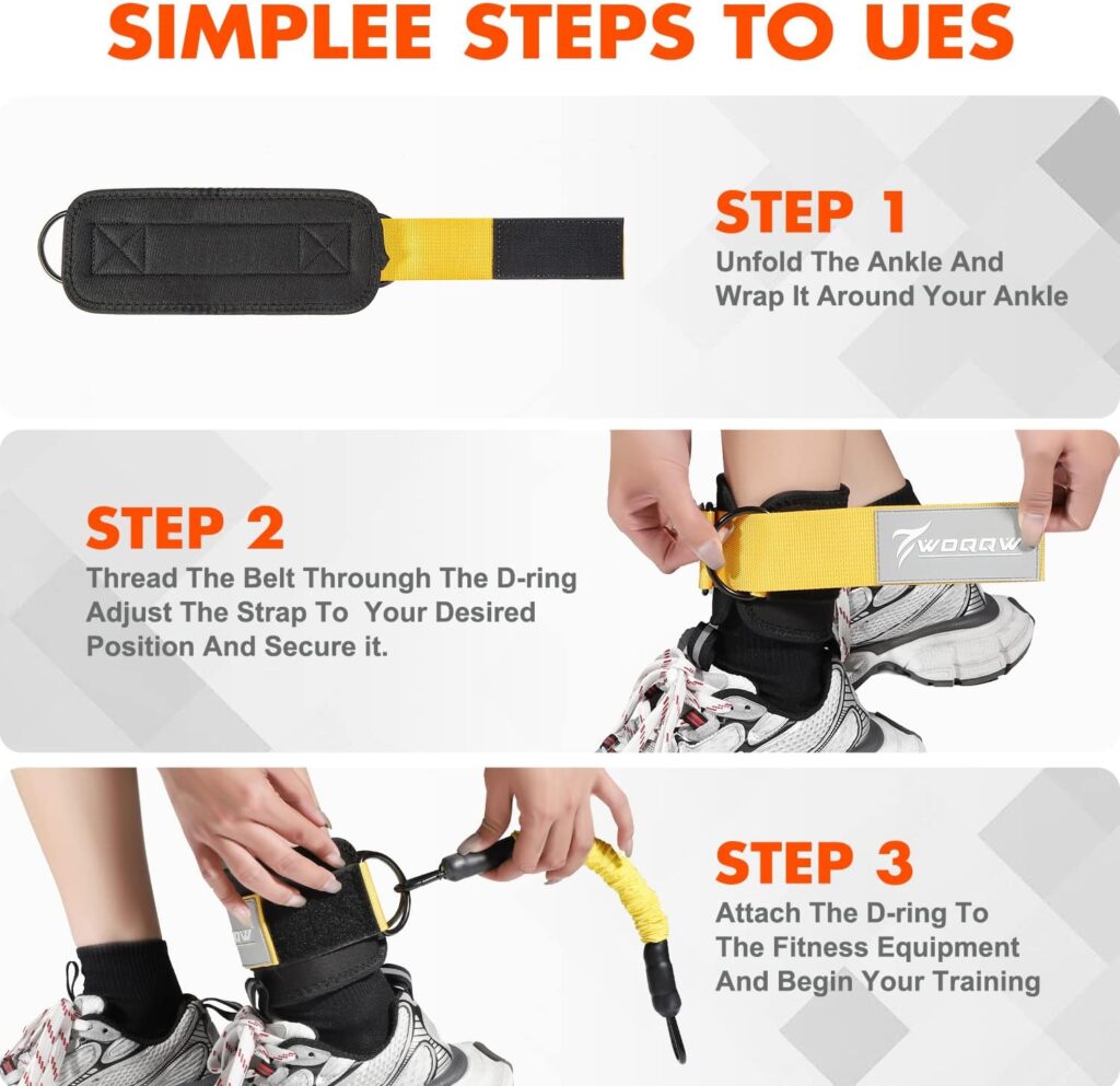 Ankle Resistance Bands with Cuffs, Glutes Workout Equipment, Legs Resistance Bands for Kickbacks Hip Glute Training Exercises - Perfect for Home Workouts and Fitness Training for Women and Men