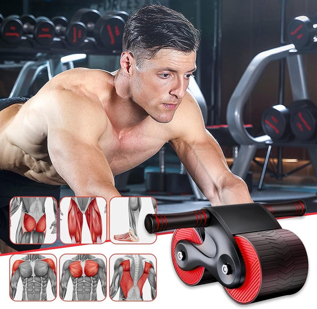 Automatic Rebound Abdominal Wheel Kit - Ab Roller Workout Equipment, Ab Exercise Equipment for Abdominal  Core Strength Training, Home Gym Fitness Equipment Abdominal Roller Machine with Knee Pad Accessories for Men  Women