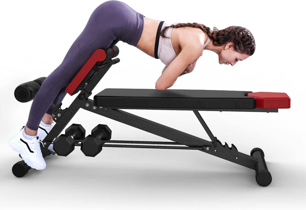 FINER FORM Multi-Functional Adjustable Weight Bench for Total Body Workout – Hyper Back Extension, Roman Chair, Ab Sit up Bench, Decline Bench, Flat Bench. Great Equipment