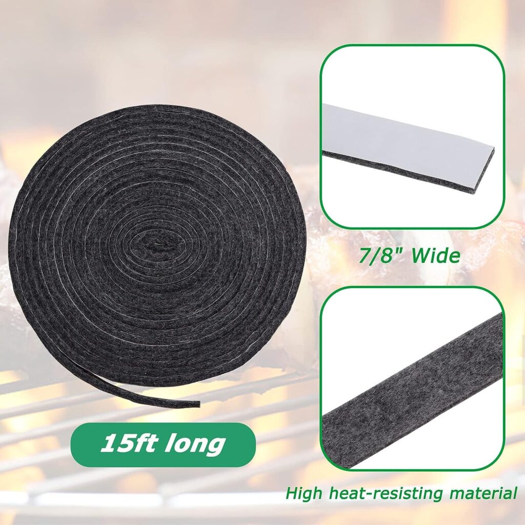 Gasket for Big Green Egg Large, High Temp Grill BBQ Smoker Gasket Replacement Compatible with Big Green Egg Large and XLarge,15Ft Long,7/8 Wide,with Scraper,for Big Green Egg Parts Accessories