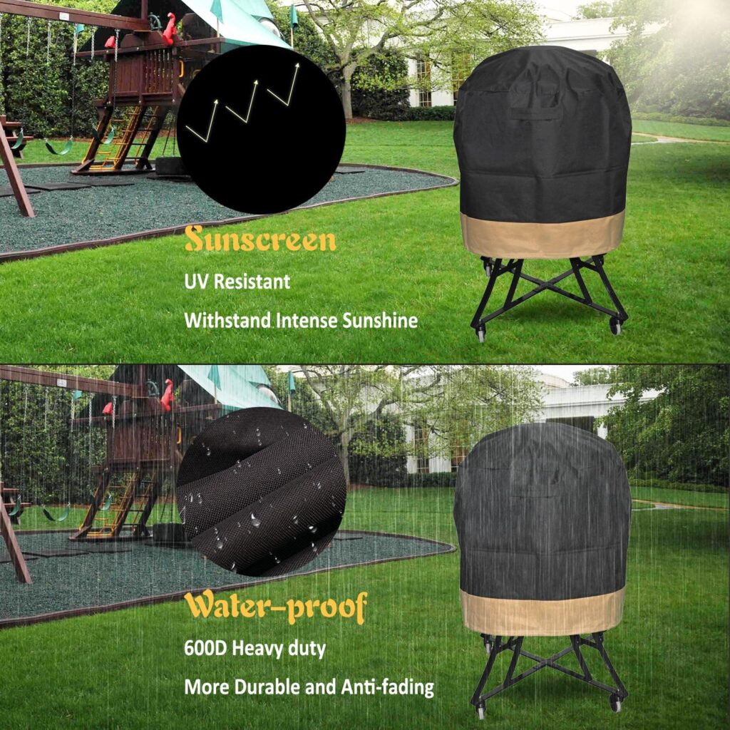 Onlyfire Kamado Grill Cover Fits for Large Big Green Egg,Kamado Joe Classic,Large Grill Dome,Louisiana K22, and Others, 30 Dia X 24 H