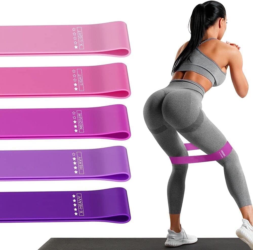 Resistance Loop Exercise Bands Exercise Bands for Home Fitness, Stretching, Strength Training, Physical Therapy,Elastic Workout Bands for Women Men Kids, Set of 5