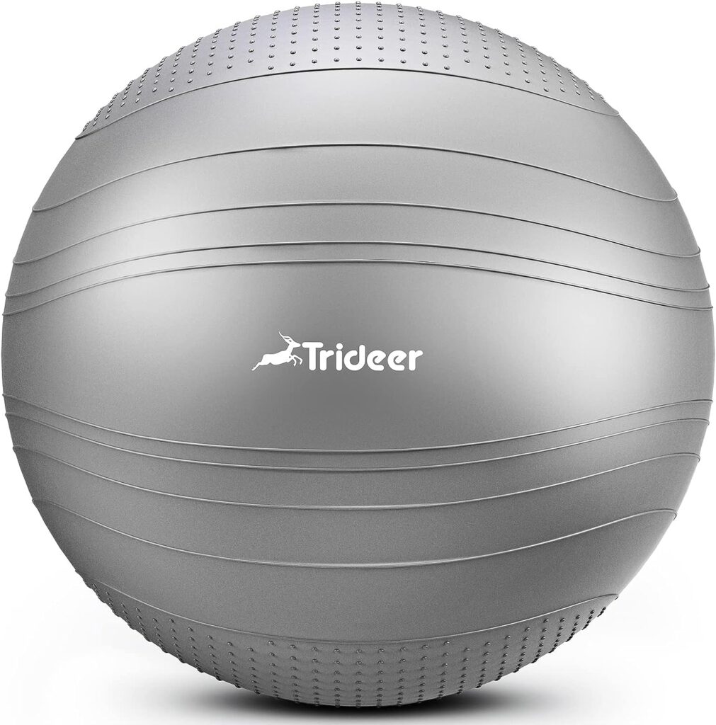 Trideer Exercise Ball Stability Ball - Non-Slip Bumps  Lines Yoga Ball, Anti-Burst Swiss Ball for Fitness, Balance, Gym and Physical Therapy, Home Workout Equipment or Office Ball Chair