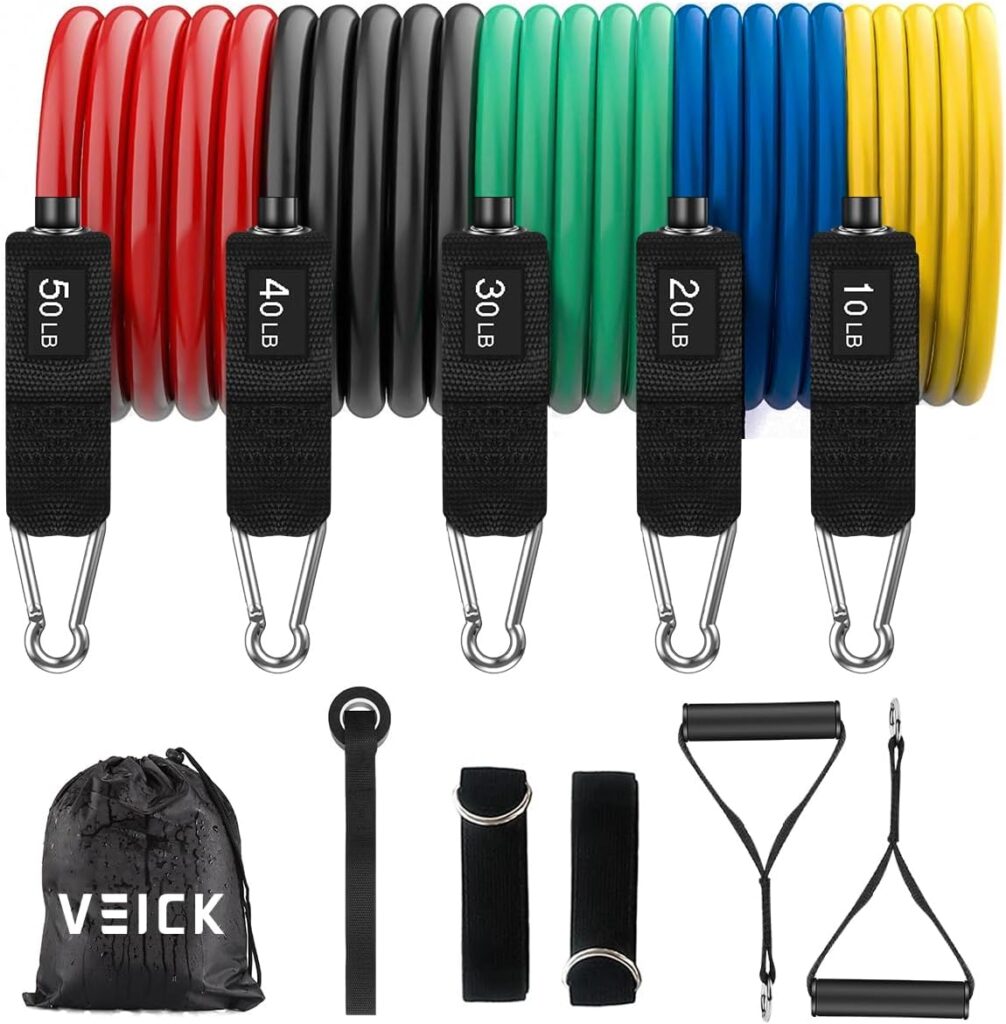VEICK Resistance Bands, Exercise Bands, Workout Bands, Resistance Bands for Working Out with Handles for Men and Women, Exercising Bands for Strength Training Equipment at Home